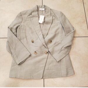 Vince  Double-Breasted  linen blend boyfriend blazer